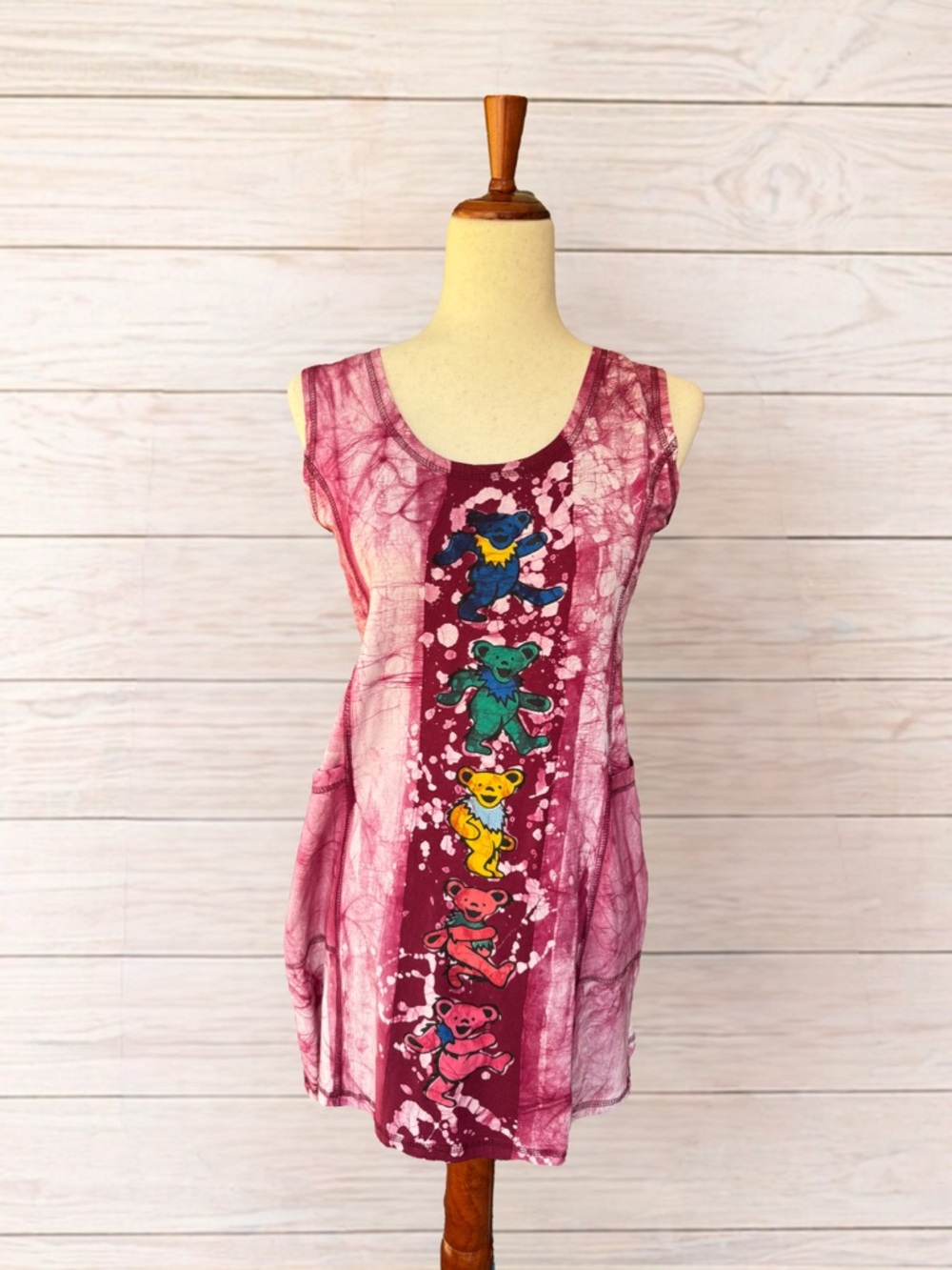 Grateful Dead Women's Tie-Dye Mini Dress - Burgundy and Pink